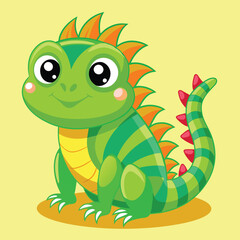 Green Iguanas cute pet vector EPS