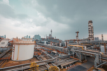 Oil​ refinery​ and​ plant and tower column of Petrochemistry industry in oil