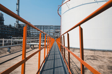 Tank farm in industry Thailand with white oil and petrol silos