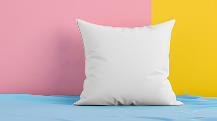 Blank white pillow on colorful background