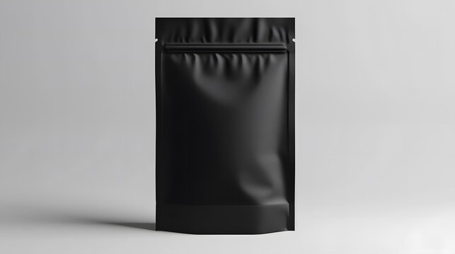 Blank black coffee package on white background