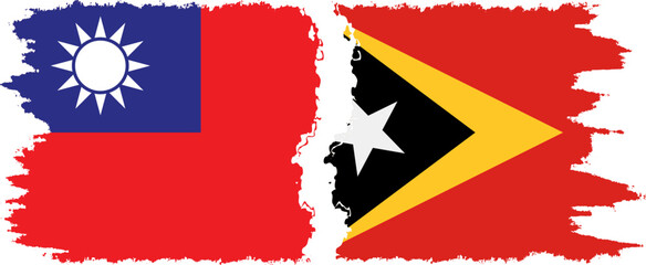Timor-Leste - East Timor and Taiwan grunge flags connection vecto