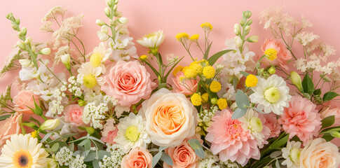 Ethereal Bloom: A Symphony of Spring Flowers in Full Bloom Exuding Elegance and Serenity Against a Soft Backdrop
