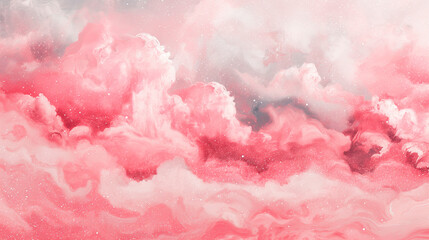 Pink Clouds Background, Cotton Candy Sugar Sweet Background with Pastel Colors in Pink, Rose, Blue