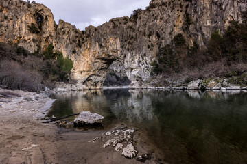 Stone arch over the Ardèche at Vallon Pont d'Arc, France