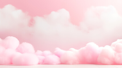 Cotton Candy Clouds Sugar Sweet Background with Pastel Colors in Pink, Rose, Blue Platform Product Advertising Mockup Background Isolated Empty Blank Plate Podium Pedestral Table Stand Mockup 