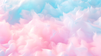 Cotton Candy Sugar Sweet Background with Pastel Colors in Pink, Rose, Blue, Clouds, Cloudy Landscape