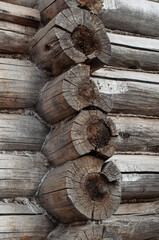 Joint of old log wall hut
