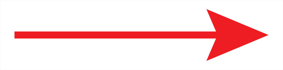 Red arrow icon. Straight long right vector arrow icon. 