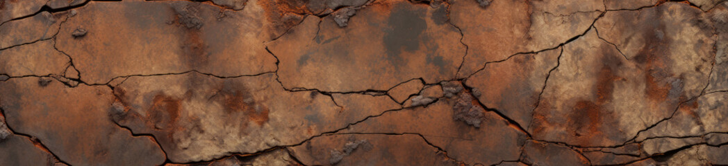 Old rusty metal surface with cracks and stains of old peeling paint