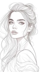 Fototapeta premium A drawing of a woman with long hair