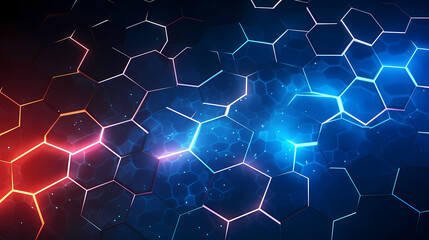 Digital technology hexagon cyber security concept, blue technology background