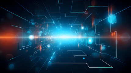 Obraz premium Digital technology hexagon cyber security concept, blue technology background