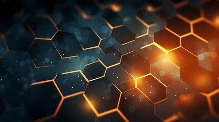 Digital technology hexagon cyber security concept, blue technology background