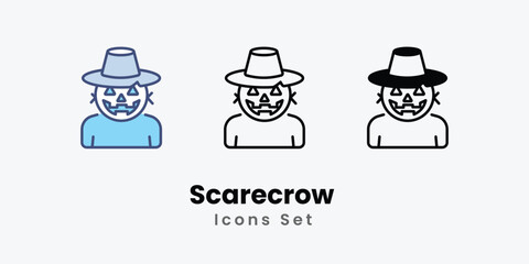 Scarecrow  Icons vector, website, booking sites and mobile apps. Graphic contour logo for offers, commerce, ui ux and other design needs. Vector isolated stock illustration