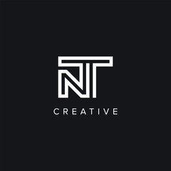 Alphabet Letters NT TN Creative Logo Initial Based Monogram Vector Icon.