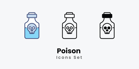 Poison  Icons vector, website, booking sites and mobile apps. Graphic contour logo for offers, commerce, ui ux and other design needs. Vector isolated stock illustration
