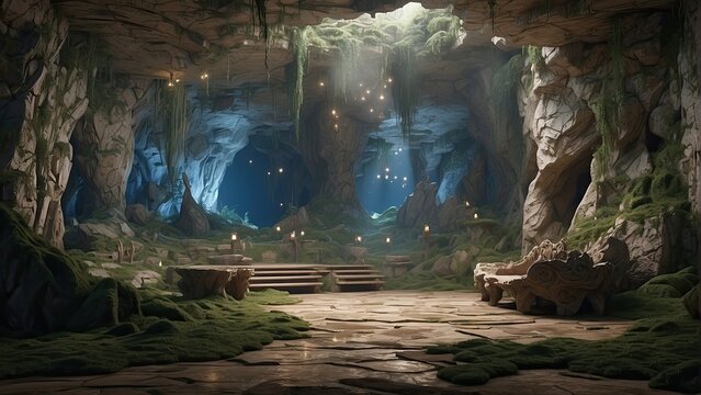 a fantasy-inspired cavern, cave, 