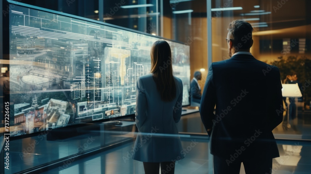 Poster a group of it engineers discuss new technologies, project ideas and the direction of development of 