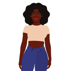 Fototapeta premium Afro black woman in elegant art style vector