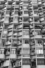 Fototapeta premium Full frame shot of modern apartment building in Mongkok, Hong Kong