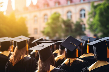 Excited youth graduating from college university school wearing tassel hat prom day Generative AI pic
