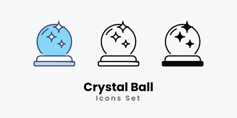 Crystal Ball Icons vector, website, booking sites and mobile apps. Graphic contour logo for offers, commerce, ui ux and other design needs. Vector isolated stock illustration