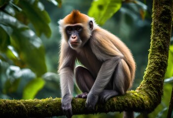 Obraz premium white tailed macaque sitting