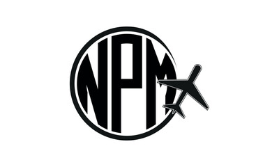 NPM three initial letter circle tour & travel agency logo design vector template. hajj Umrah agency, abstract, wordmark, business, monogram, minimalist, brand, company, flat, tourism agency, tourist