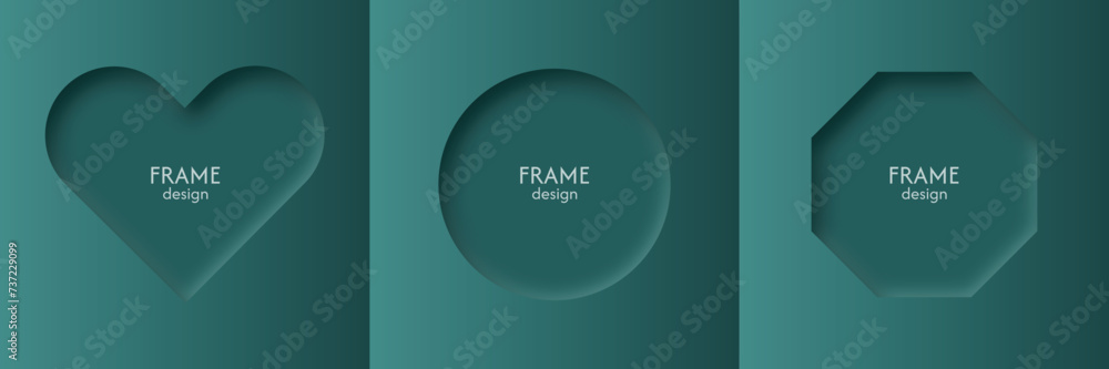 Aufkleber a set of deep green modern three-dimensional frames for banners and advertising text. luxury design 