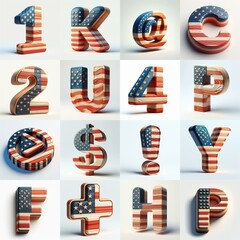 USA letters shape 3D wooden Lettering Typeface. AI generated illustration