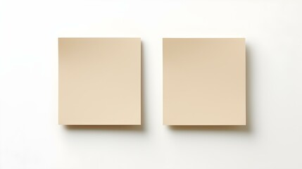 Two Beige square Paper Notes on a white Background. Brainstorming Template with Copy Space