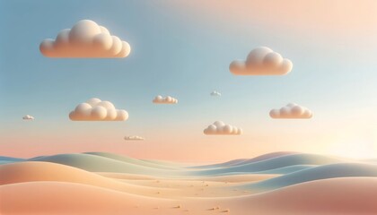 Fototapeta na wymiar Serenity Dunes: A Calm Pastel Sunrise Over Gentle Hills
