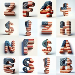USA letters shape 3D wooden Lettering Typeface. AI generated illustration