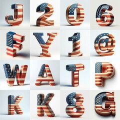 USA letters shape 3D wooden Lettering Typeface. AI generated illustration