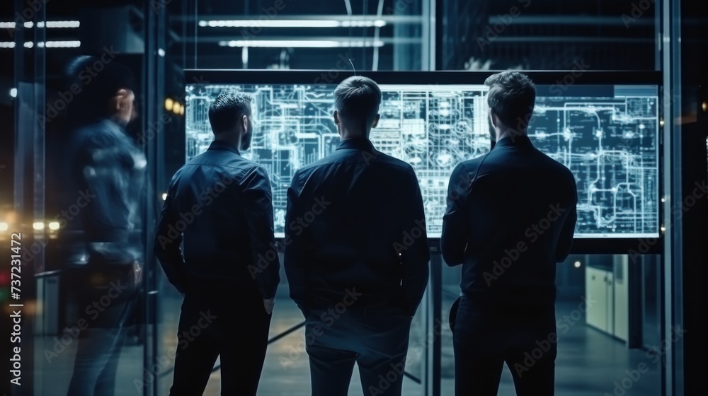 Aufkleber a group of it engineers discuss new technologies, project ideas and the direction of development of 