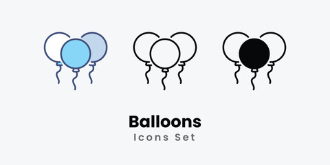Balloons Icons vector, website, booking sites and mobile apps. Graphic contour logo for offers, commerce, ui ux and other design needs. Vector isolated stock illustration