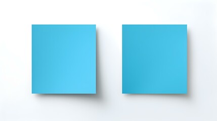 Two Blue square Paper Notes on a white Background. Brainstorming Template with Copy Space