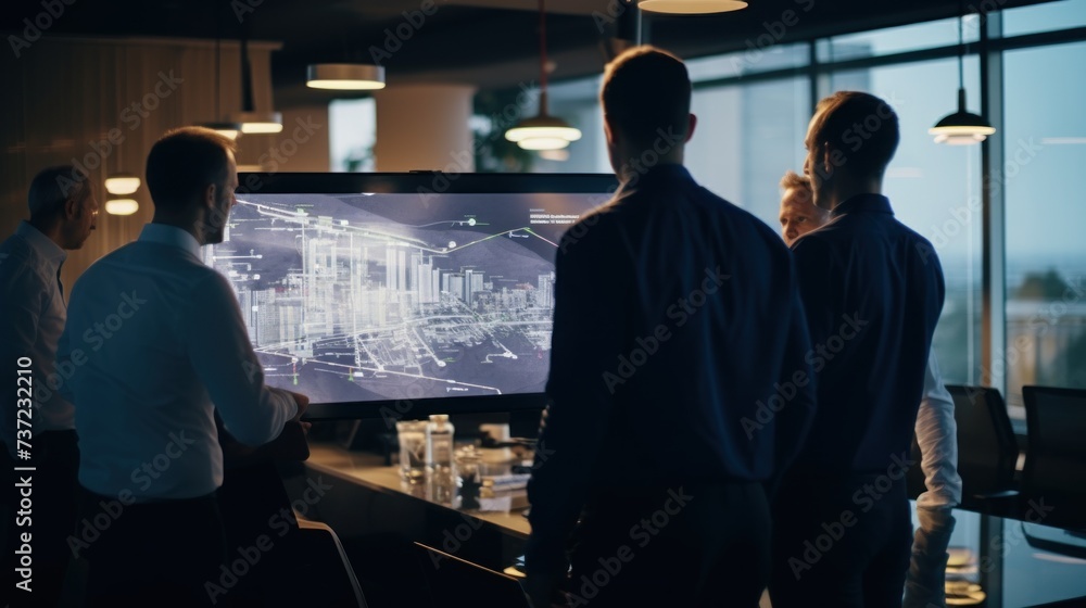 Aufkleber a group of it engineers discuss new technologies, project ideas and the direction of development of 