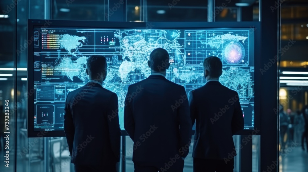 Poster a group of it engineers discuss new technologies, project ideas and the direction of development of 