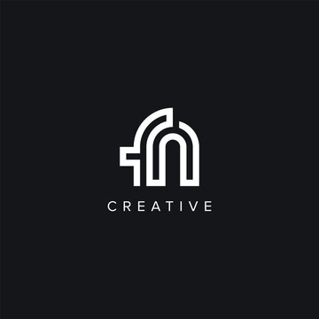 Alphabet Letters FN NF Creative Logo Initial Based Monogram Vector Icon.