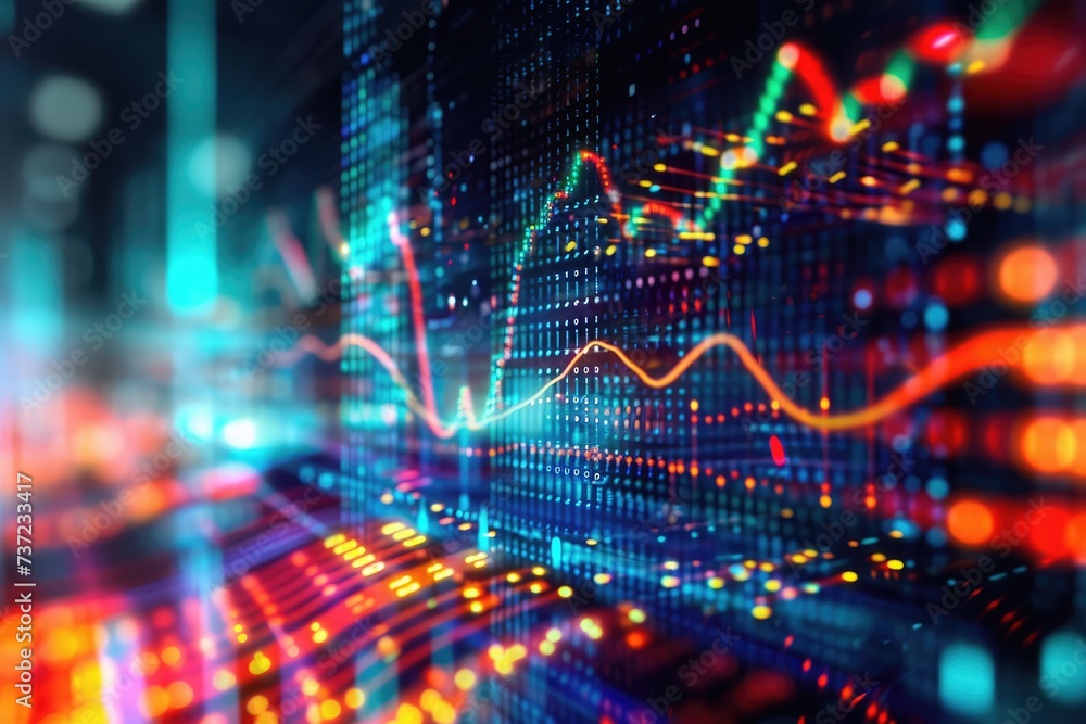 Aufkleber this abstract image captures the intricate patterns and movements of a stock market chart, abstract 