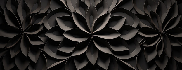 volumetric ornament floral black background