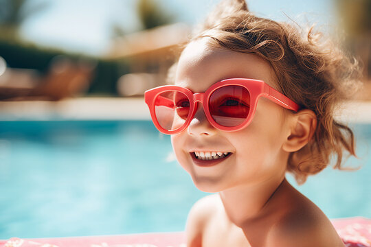 Generative AI picture aquatic excitement concept summer delight vibrant colorful sunny day aqua park family time
