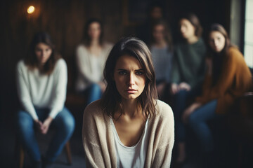 Obraz premium Generative ai picture of woman suffering from depression bipolar disorder and psychological problems