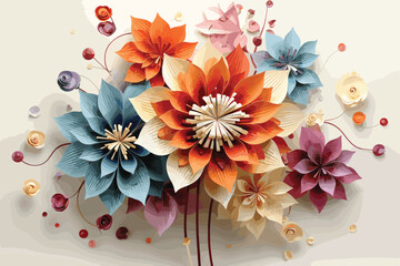 3d rendering of a bouquet of colorful flowers on a white background