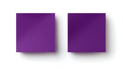Fototapeta na wymiar Two Dark Purple square Paper Notes on a white Background. Brainstorming Template with Copy Space
