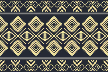 Pixel Ethnic Seamless Pattern, Geometric Ethnic Seamless Pattern. Design for background, illustration, texture, fabric, wallpaper, clothing, carpet, batik, embroidery
