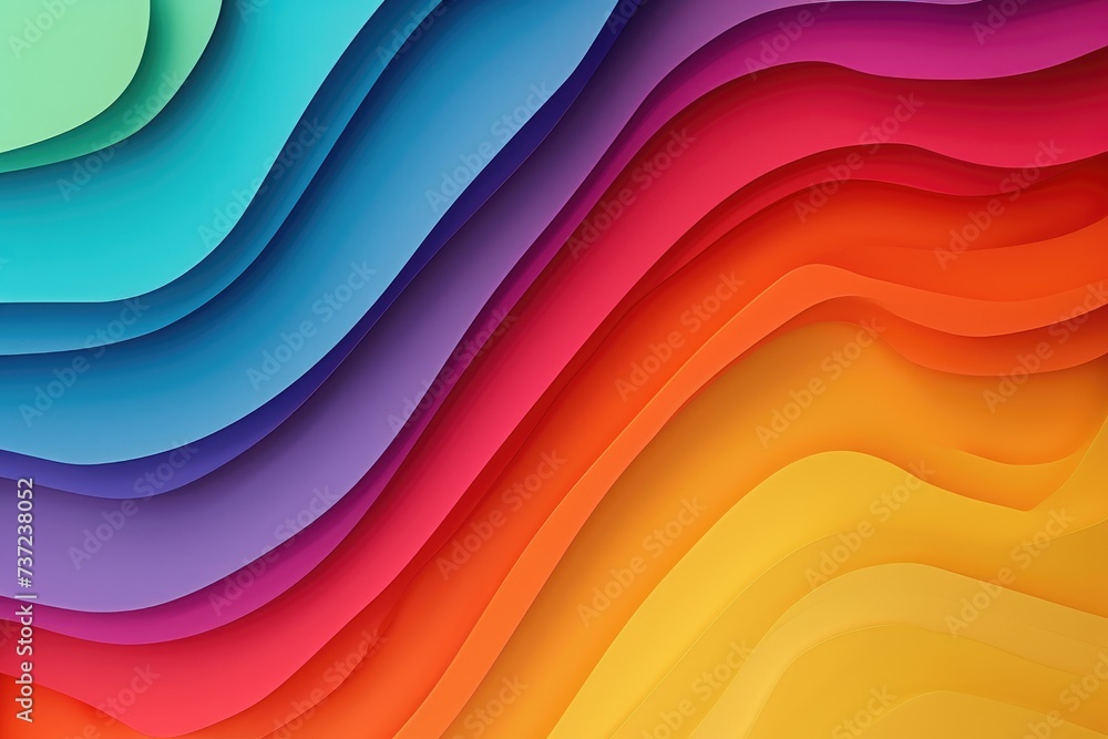 Poster A photo showcasing a vibrant multicolored background with dynamic wavy lines, An abstract background with layered rainbow colors, AI Generated