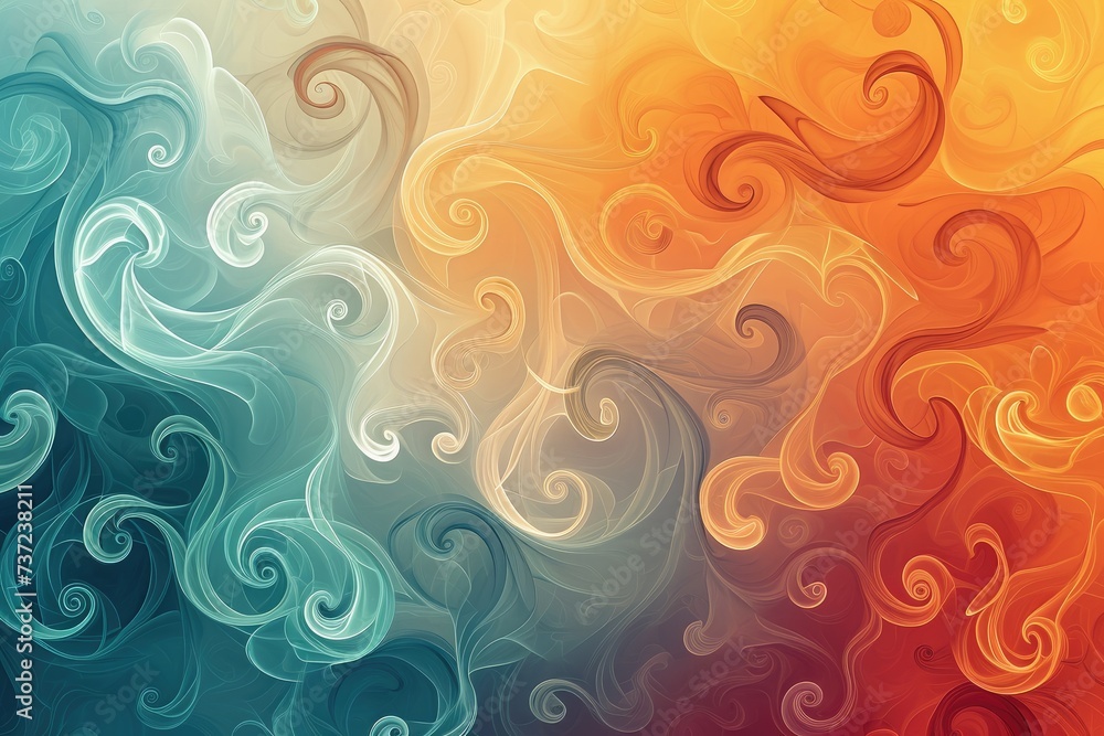 Poster a vibrant backdrop featuring dynamic swirls and waves in various colors, an abstract background with